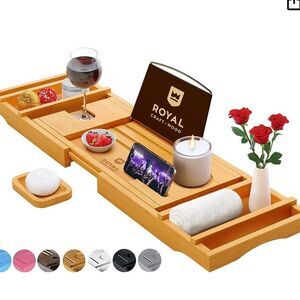 NIB Foldable bamboo bathtub caddy